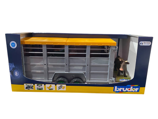 Bruder Livestock Trailer W/Cow