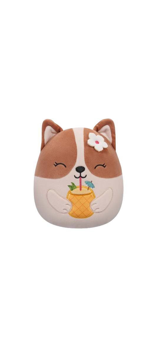 Squishmallow 7.5” Regina the Corgi with Pineapple Cocktail